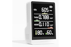 PERFORMANCE GURU 5-in-1 Professional Indoor Air Quality Monitor Indoor Portable CO2 Monitor | Temperature | Formaldehyde Detector | Humidity TVOC | Air Quality Tester - Confined Space Clean Air Monitor