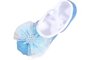 Dance Girl's Glitter Ballet Shoes for Girls Ballet Slipper with Bow Ballerina Dress Shoes Mary Jane Flat Yoga