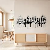 Black Metal Pine Tree Cedar Trees Wall Art Forest Nature Home Decor | 2-Piece Assemble Classic Nature Home Decor Metal Sign, Hanging Wall Decorations for Living Room, Forest Nature Lover Gift