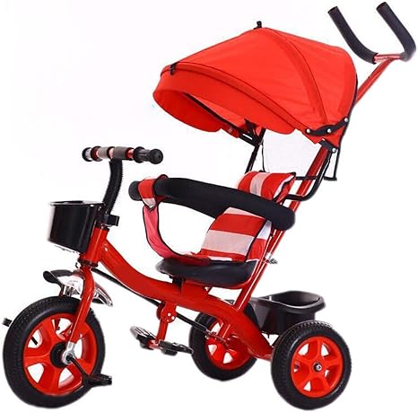 Amazon Co Jp Nbgy 子供屋外三輪車 1 6歳の女の子プッシュハンドル三輪車と1で3人の男の子 子供の日よけのトライク 赤 ホーム キッチン