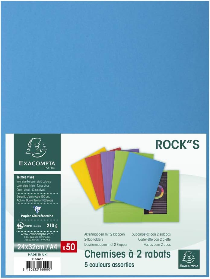 Exacompta, Ref 216000E, Rocks Collection, 2-Flap Folders, 240 x 320mm in Size, Suitable for A4 Documents, 210gsm Material - Image 5