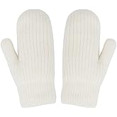 CaySep Winter Warm Mittens for Women Men-Soft Lining Cozy Stretchy Knit Mittens Double Layer Thick Outdoor Knitted Gloves
