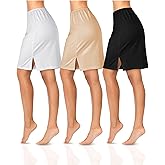 Bencailor 3 Pcs Half Slips for Women Underskirt Short Mini Skirt with Slit Above Knee Skirt Slip with Trim for Wedding Party