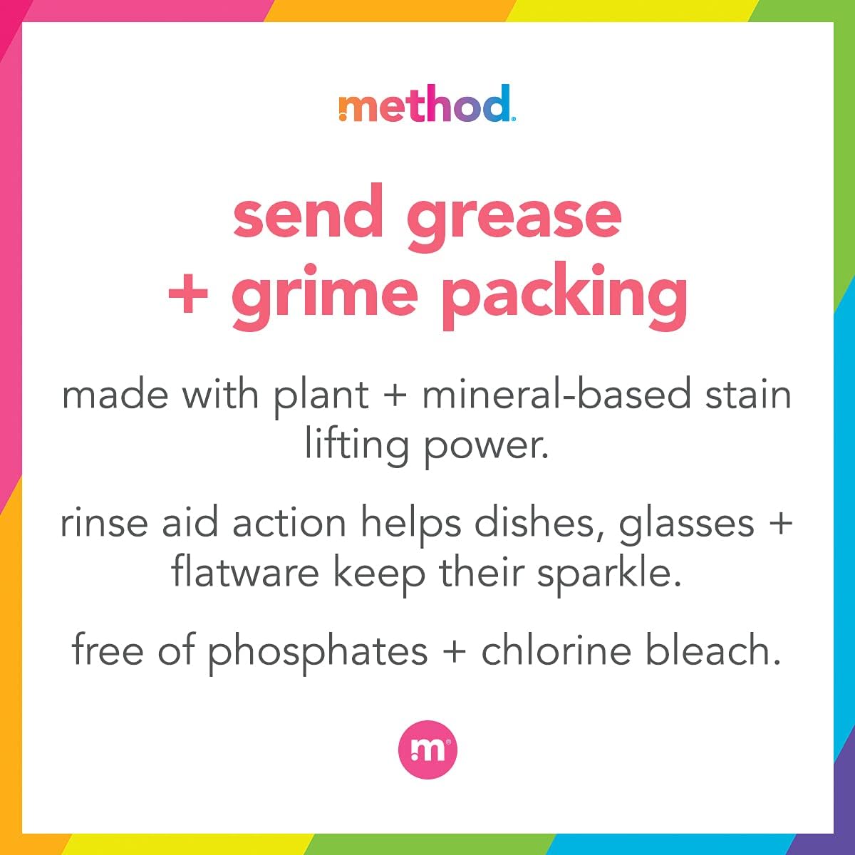 Method Dishwasher Detergent Packs, Dishwashing Rinse Aid to Lift Tough Grease and Stains, 45 Dishwasher Tabs per Package, Free + Clear - Fragrence Free, 1 Pack, Packaging May Vary: Health & Personal Care