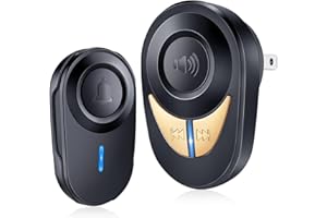 HOMATTER Wireless Doorbell - 1200ft Ultra-Long Range, Loud Metal Speaker Door Bell Chime, 5 Volume Levels, Battery Operated D