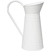 Hosley Metal Pitcher Vase, Farmhouse Rustic Watering Can Flower Jug, Vintage Shabby Chic Milk Jug Vase,10''H for Floral Arrangements