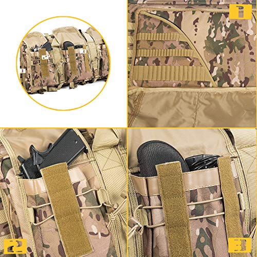AK47/AR16 Tactical Rifle Case Double Carbine Bag Outdoor Molle Deluxe Double Rifle Gun Bag Padded Long Gun Case & Rifle Storage Backpack(2 Sizes and 6 Colors to chooese from) (Multicam, 38inch)