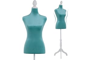 RUESLEAG Female Mannequin,50-63 Inch Height Adjustable Dress Form,Torso Manikin with Wooden Tripod Stand for Sewing Clothes Jewelry Display