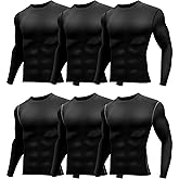Hicarer 6 Pack Men's Thermal Compression Shirts Athletic Long Sleeve Workout Running Shirt Winter Base Layer Sport Top