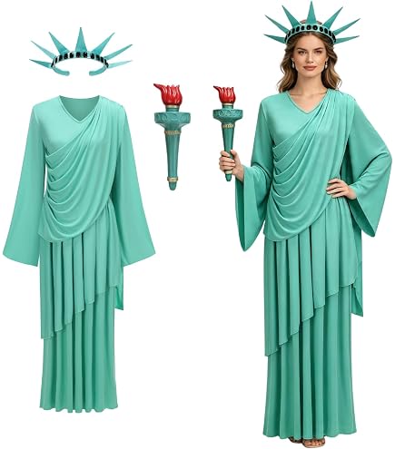 lady liberty fancy dress TOONRAIN Women's Statue of costume Crown Headband Adult Festival Costumes Role Play（Free Torch Style，Small） : Clothing, Shoes & Jewelry diy statue of liberty costume