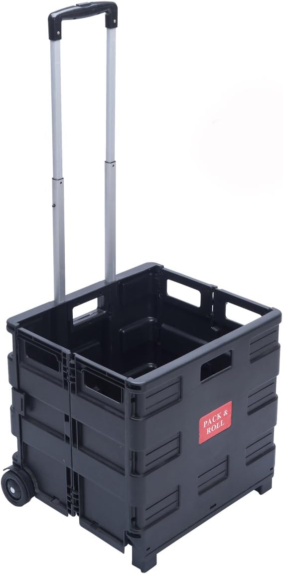 Kertou Folding Boot Cart Shopping Trolley Fold Up Storage Box Wheels