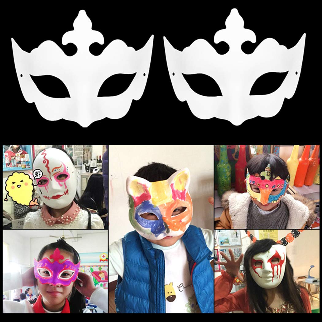 ZOYLINK 12pcs Masque de Partie Peinture Vierge Bricolage Assortis Types Masque de Costume pour Halloween