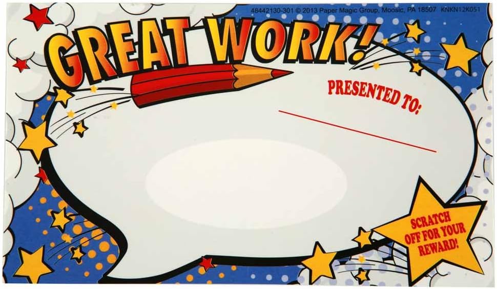 Eureka Back to School 'Super Student' Scratch Off Student Awards, 24pc, 3.5'' W X 6'' H : Childrens Decorative Stickers : Office Products