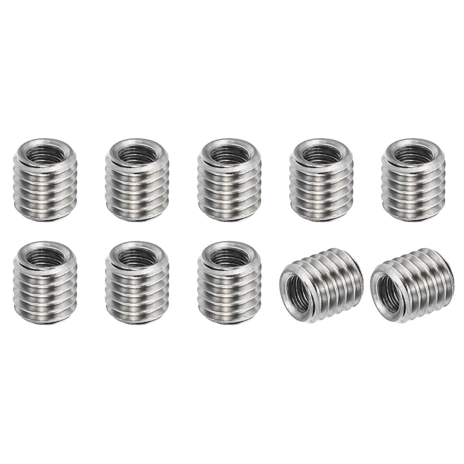 PATIKIL 304 Stainless Steel Thread Adapters Sleeve Reducing Nut, 10 Pcs M5x0.8 Male to M3x0.5 Female Repair Insert Nut Screw Reducer 6mm