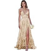 DJFLFU Floral Printed Chiffon Prom Dress for Carmen 2025 Long V Neck Floor Length Photoshoot Dress with Side Slit Ruched