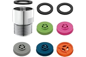 YDmeet Shower Flow Reducer Limiter Set 5 Pcs, Water Flow Saver Adapter Combo Flow Reducer Limiter 1/2 Inch Flow Restrictor Control Valve for Fixed Handheld Rain Shower Head 1.5/1.8/2.0/2.5/3.2 GPM