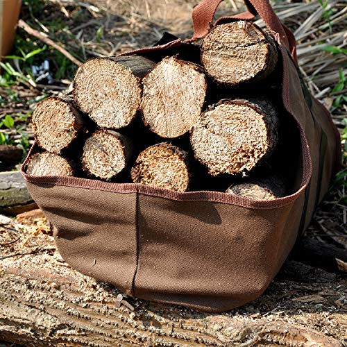 Firewood Log Carrier with Gloves Durable Canvas Wood Holder Bag Large Capacity for Fireplace & Outdoor - Thumbnail 5