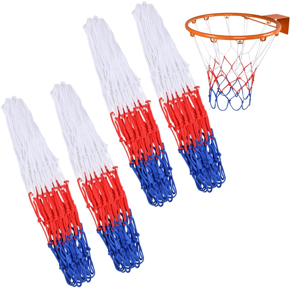 Flintronic 4 PCS Basketball Net, Heavy Duty Basketball Net, Basketball Hoop Nets Replacement,Loops Basketball Net, Suitable for Basketball, Indoor Outdoor