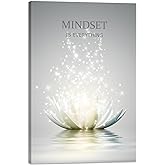 Lotus Flower Wall Art Canvas Mindset Motivational Quotes Poster for Zen Office Wall Decor Spiritual Meditation Prints Artwork Framed (12 x 16inches)