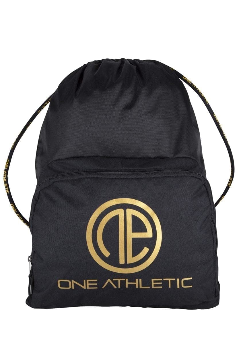 One Athletic Polyester Drawstring Bag, One Size, Black/Gold