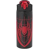 Zak Designs Marvel Spider-Man Water Bottle For School or Travel, 25 oz Durable Plastic Water Bottle With Straw, Handle, and Leak-Proof, Pop-Up Spout Cover (Spider-Man)