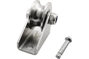 heyous Detachable Oblique Stainless Steel U-Type Groove Sliding Wheel Roller Track Rail Fixed Pulley, Silver Tone