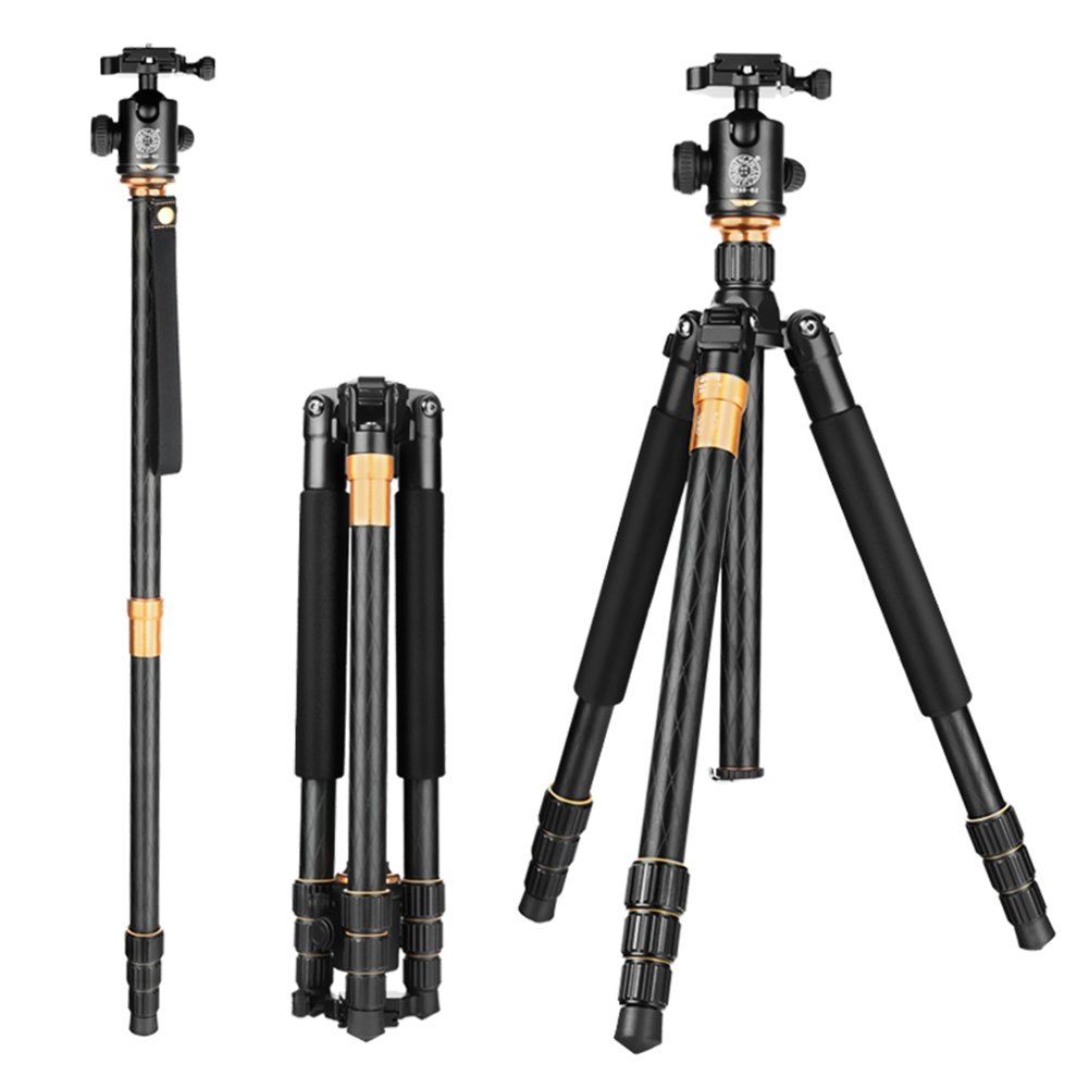 QZSD Q-999 Professional Portable Magnesium Aluminum Alloy Tripod Monopod with Detachable Ball Head and Pocket for Digital Camera and Camcorder