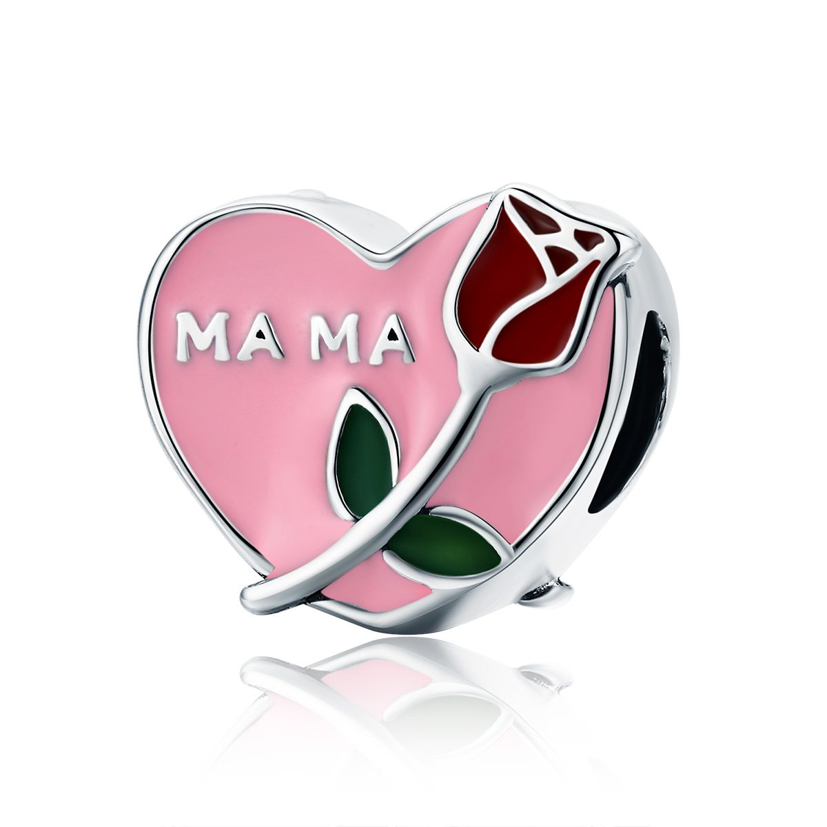 Lorrifal 925 Sterling Silver Love Mom Heart Charm Beads for Women Pandora Bracelets Jewelry Daughter to Mama Gifts on Mother'S Day
