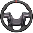 Eiseng DIY Stitch Customized Steering Wheel Covers for Ford F-150 F150 SVT Raptor 2010 2011 2012 2013 2014 Interior Accessories Sew Black Microfiber Leather (Red and Blue Thread)