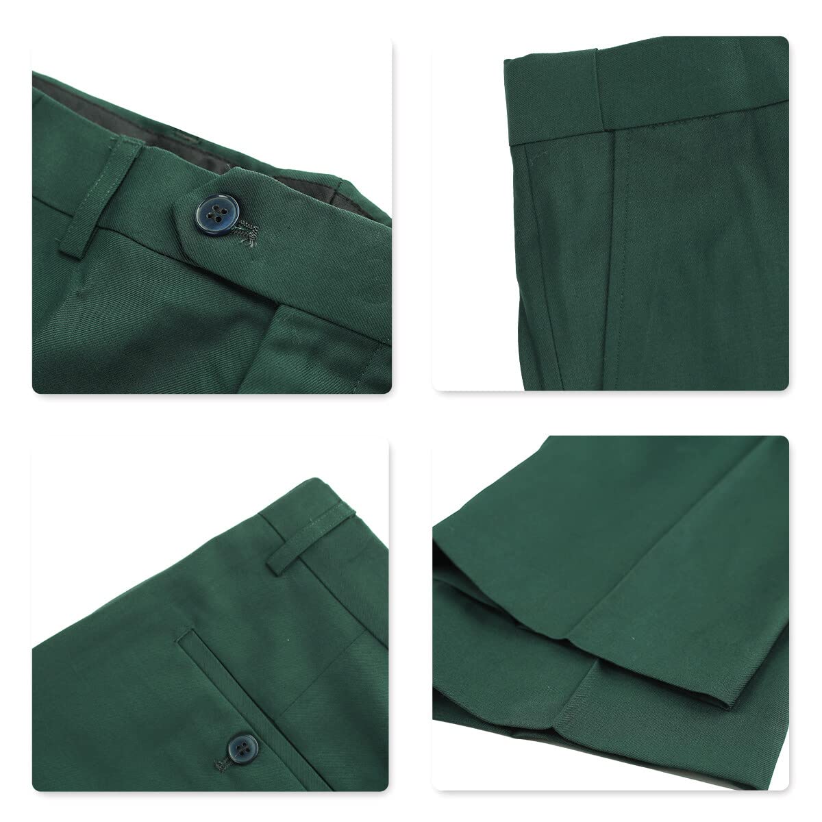 YOUTHUP Anzug Herren 3 Teilig Anzüge Slim Fit 2-Knopf Herrenanzug Modern Formell Sakko Weste Hose für Business Hochzeit, Grün, XL 8