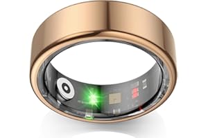 Dulutuxe Smart Ring Fitness Tracker, Health Sleep Heart Rate Blood Oxygen Tracker Smart Ring, Waterproof Bluetooth Tracker Rings (Gold, 8)