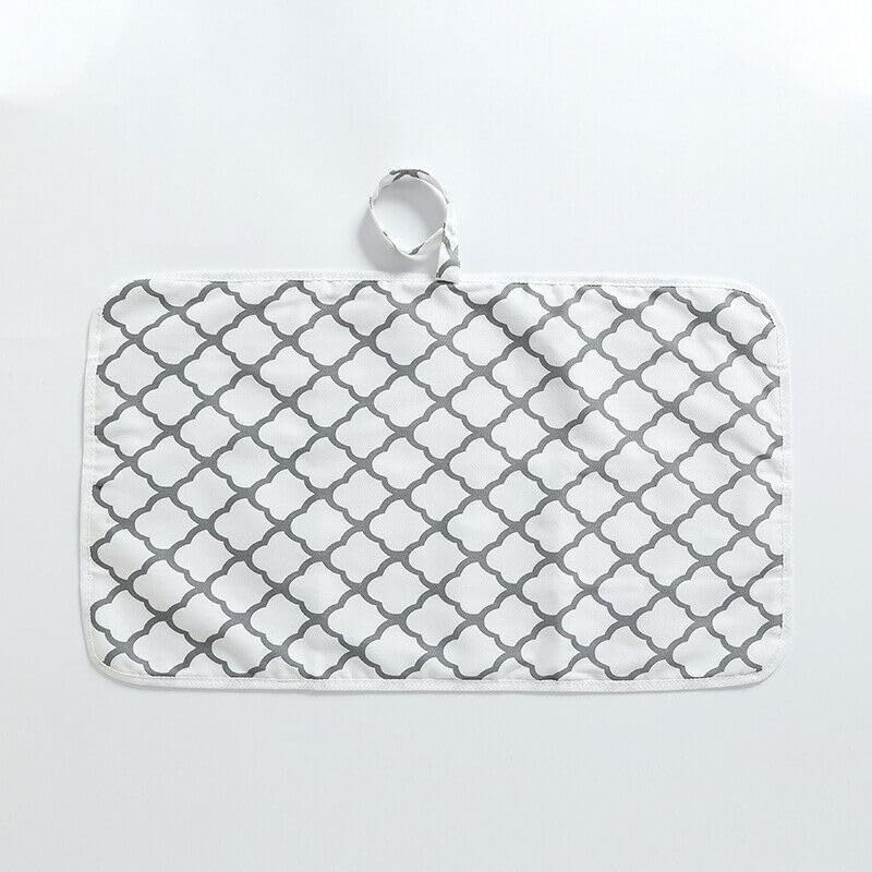 FATASH Portable Baby Diaper Changing Mat, Compact Foldable Design, Waterproof & Easy to Clean, Washable & Reusable, Soft & Comfortable Lightweight Travel Nappy Pad for Newborns & Infant - Cloud White