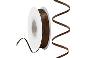 Rilisili Brown Satin Ribbon 1/8 Inch 50 Yards Double Faced Polyester Satin Ribbons for Gift Wrapping DIY Crafts Weddings Invitations Flower Bouquet Bow Making Home Decor Sewing