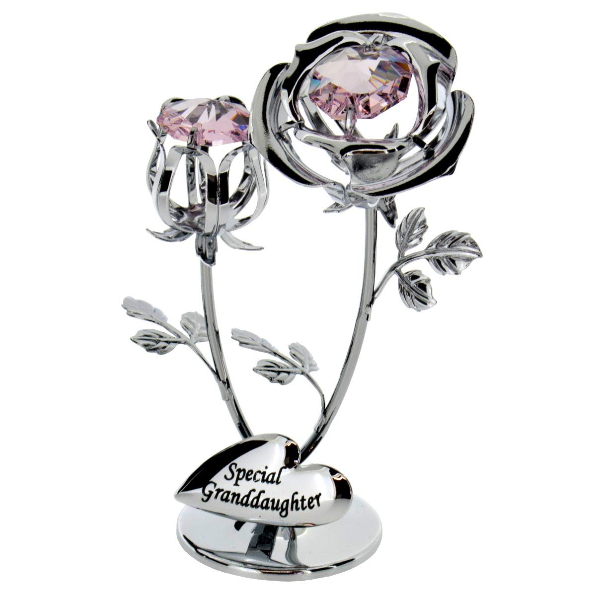 Crystocraft Chrome Plated Rose & Rose Bud Ornament. (Special Grandaughter)