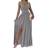 Dokotoo Womens 2026 Formal Dresses Wrap V-Neck Ruched Sexy Bridesmaid Wedding Guest Maxi Dresses