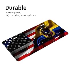 American Flag and Ecuador Flag License Plates for