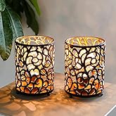 JHY DESIGN Set of 2 Battery Operated Lamps 6.5''H Metal Table Lamp Vintage Cordless Lights with 6-Hours Timer Fairy Lights for Home Decor Living Room Bedroom Wedding Indoor Outdoor(Black)