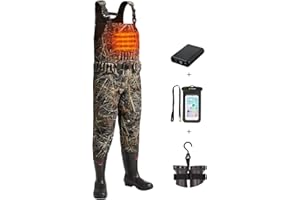 TIDEWE Hunting Waders Heated with Battery Pack, 800G Insulation Waterproof Neoprene Waders for Fishing
