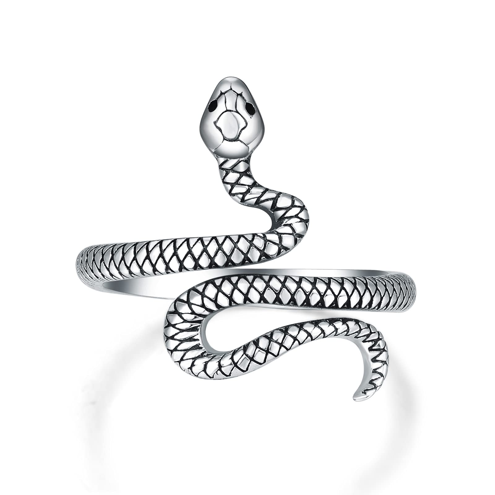 praymos Valentines Gifts for Him Snake Ring for Men 925 Sterling Silver Rings for Men Adjustable Thumb Ring