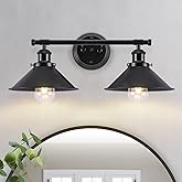 Bathroom Light Fixtures 2-Light Matte Black Farmhouse Vanity Lights for Bathroom Light Fixture, 20" Rustic Industrial Vanity 