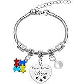 Autism Awareness Bracelet Mom Gift Autistic Gifts for Moms Mother Bracelets for Women Proud Autism Mom Bracelet Autistic Encouragement Gift for Moms Mothers day Christmas Birthday Gifts