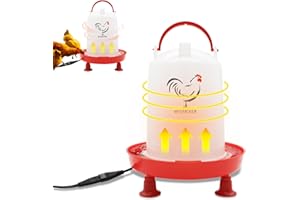 WISMOIER 6L Heated Chicken Waterer for Winter Hanging Chicken Water Heater with Leg Support 35W BPA-Free Heated Poultry Waterer Heavy Duty No Waste Heated Waterer System for Chicken Coop