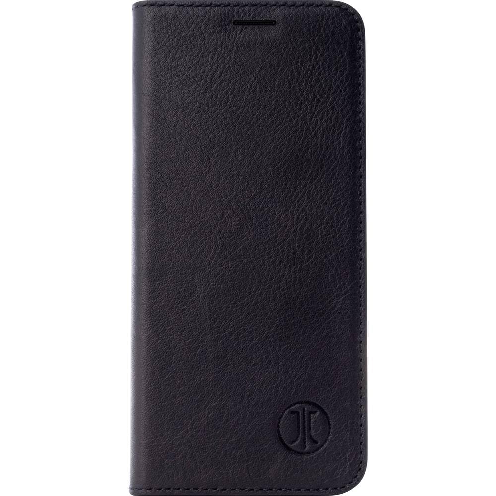 JT 10752 Berlin Bookcase Tegel Genuine Leather Case Compatible with Apple iPhone 13 [Premium Flip Case, Wireless Charging (Qi) Compatible, Stand Function, Credit Card Slots, Magnetic Closure, Black