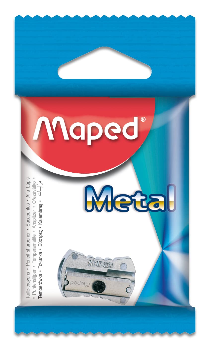 Maped Pencil Sharpener 006600 – Manual Pencil Sharpener (Metal), Grey