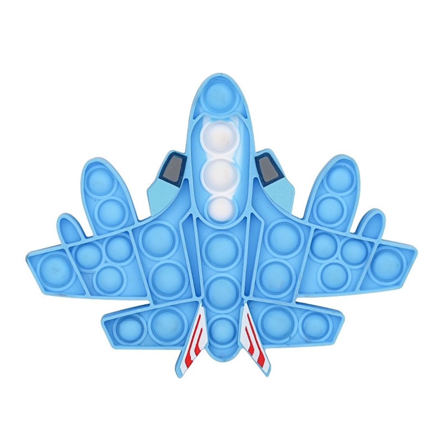 RANZAH Airplane Shape Pop It Fidget Toy – Silicone Sensory Bubble Push Toy for Kids & Adults, Stress Relief, Anxiety & ADHD Calming Toy, Reusable Travel Toy (Blue Jet Design (Aeroplane)