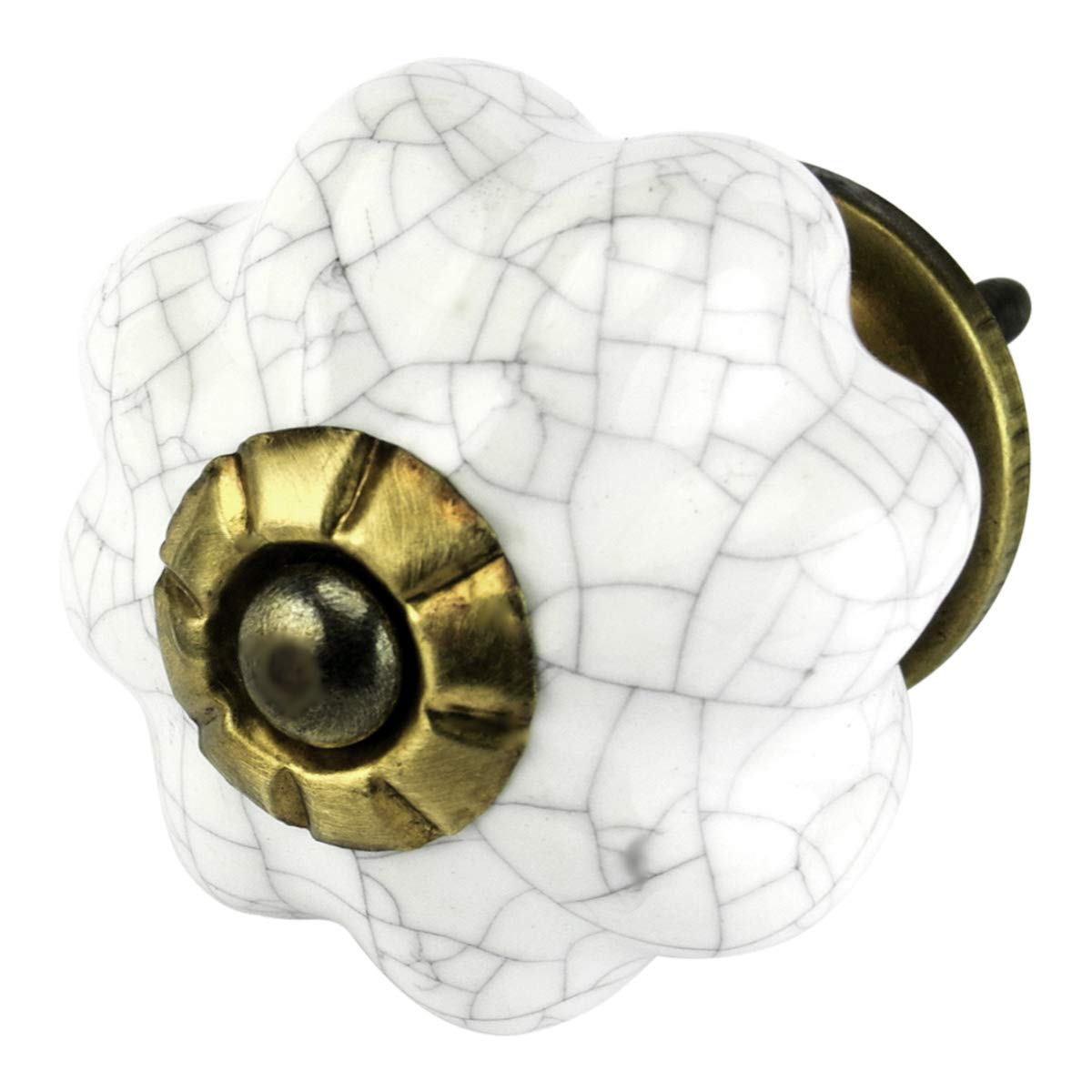 White Crackle Ceramic Knobs 10pcs C132VF Furniture Dresser Kitchen Cupboard Cabinet Drawer Handles Decor Pulls with Antique Bronze Hardware. by Romantic Decor