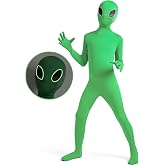 Spooktacular Creations Kids Alien Costume, Green Alien Jumpsuit for Boys, Girls Halloween Dress up, Role-Playing