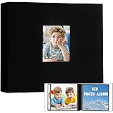 Photo Album 8x8, 8x8 Photo Album Hold 68 Photos, Fabric Linen Cover 8x8 Photo Album Book with Front Window, Black Inner Page 