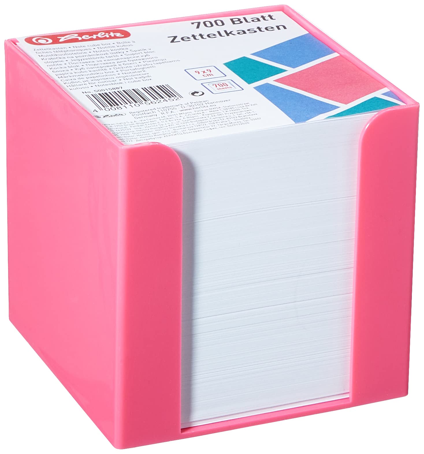 Herlitz 50015887 Note Box 9 x 9 cm with 700 Sheets Indonesia Pink