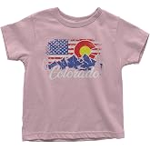 Threadrock Kids Colorado Mountains American Flag Toddler T-Shirt